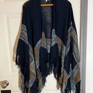 Woven Heart Navy Textured Shawl
